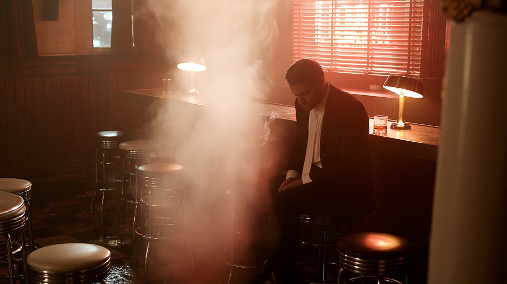 Man at Bar in Thick Smoke
